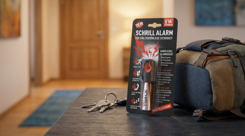 Kit aparare, alarma autoaparare impotriva ursilor si alte animale, cu sunet puternic 110db urgenta TW1000 Schrill si rezerva pentru alarma TW1000